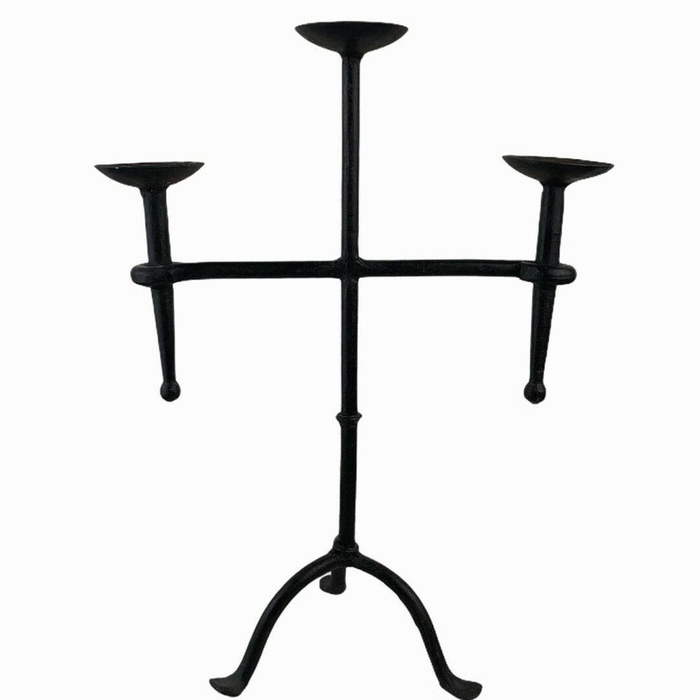 VTG Mid Century Brutalist Iron Candle Holder